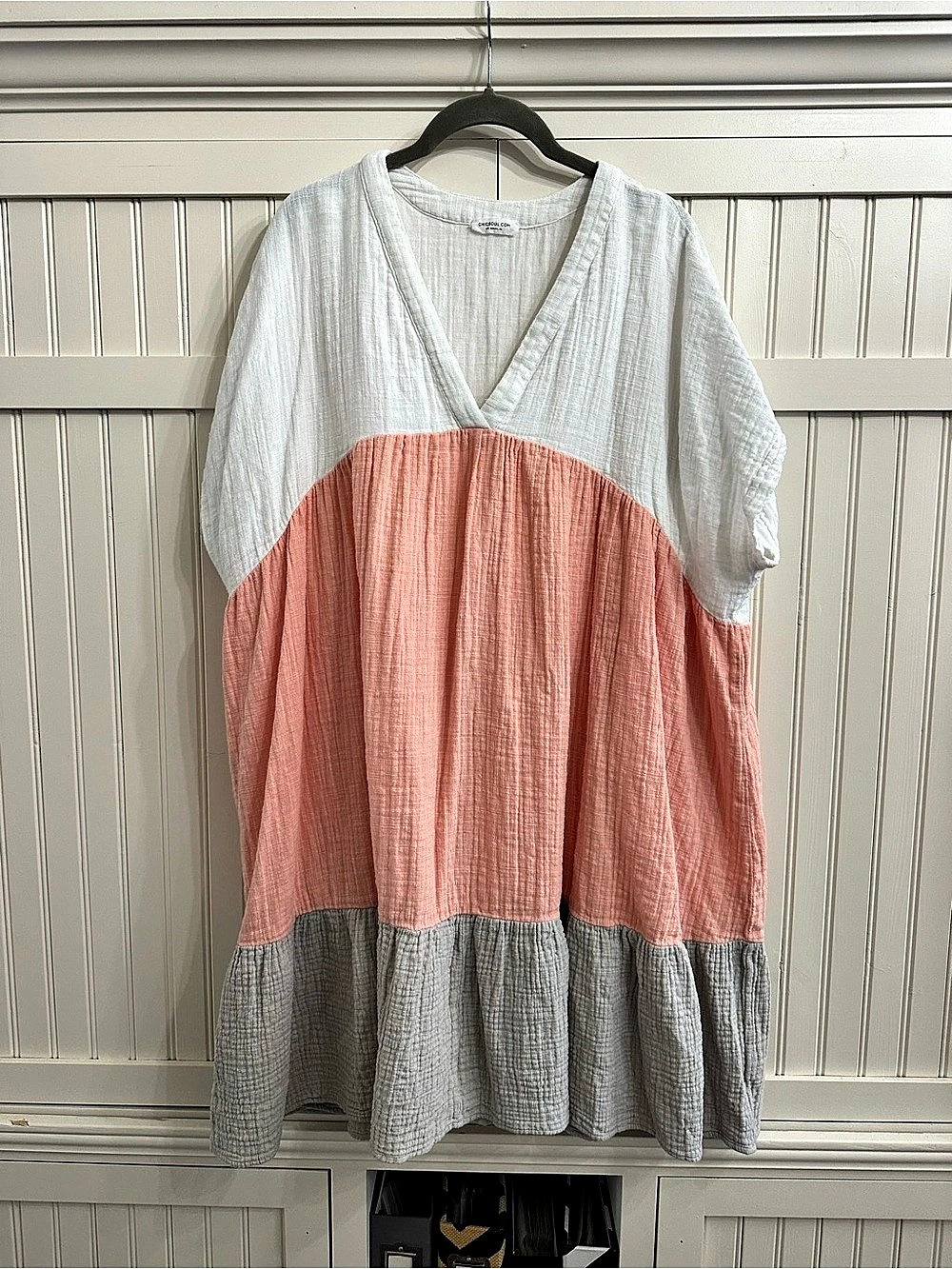Chicsoul.com Color Block Cotton Mini Dress Size 3X 100% Cotton